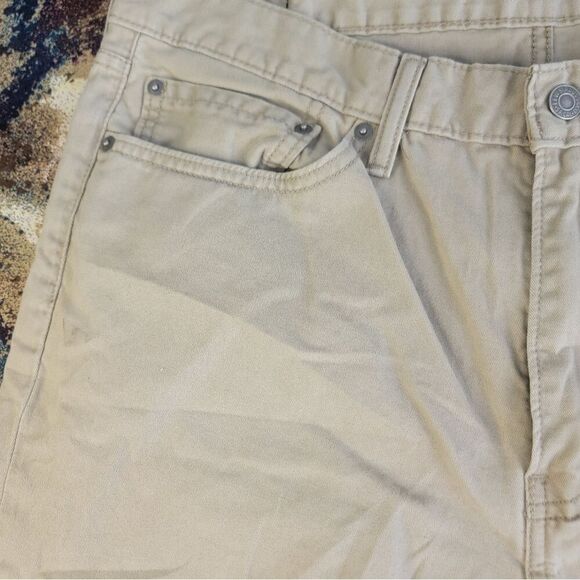 Levi’s 514 Beige Jeans Men Size 38X30 Tan Khaki Straight Black Patch White Tab - Picture 7 of 15